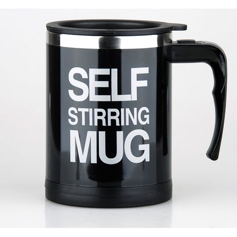 Mélange Automatique la Tasse de Café d'acier Inoxydable avec Couvercle mélange Automatique Café Thé Chocolat Chaude Commode et Rapide Mug Tasse pour Bureau Hommes et Femmes - noir 400ML (1/4)
