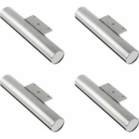 – Pieds de meuble non ajustables en métal chrome brillant – Lot de 4 – Longueur 160mm, diamètre 35mm – Pour meubles TV, canapés, buffets, bureaux (1/2)