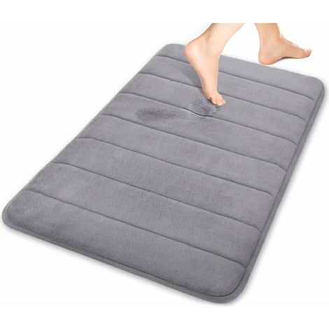 Memory foam bath mat, 40 x 60 cm, soft and comfortable, super absorbent, non-slip, thick, machine washable, easier to dry bathroom carpet, gray (1/5)