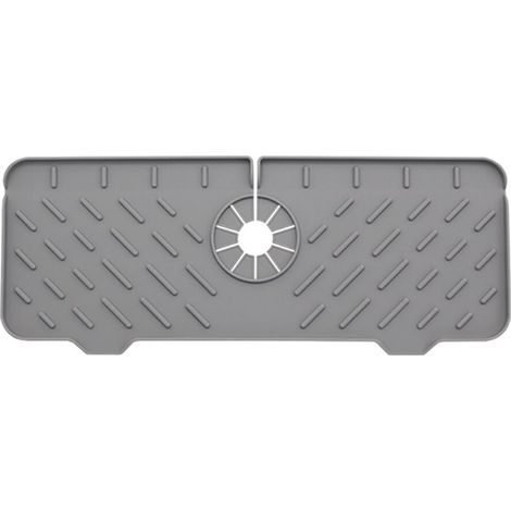 Sink Mat, Silicone, Foldable, Cuttable, 14.6x5.7x0.6 inch, Gray (1/5)
