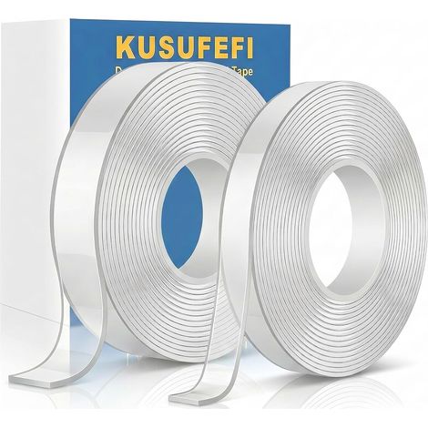 6M Ruban Adhésif Double Face Extra Fort,2 Rouleaux Extra Epais Double Face Ruban Adhésif Transparent, Amovible sans Laisser de Traces Lavable pour Tapis,mur Photo,Cuisine,Maison,Extérieur,Voiture (1/5)