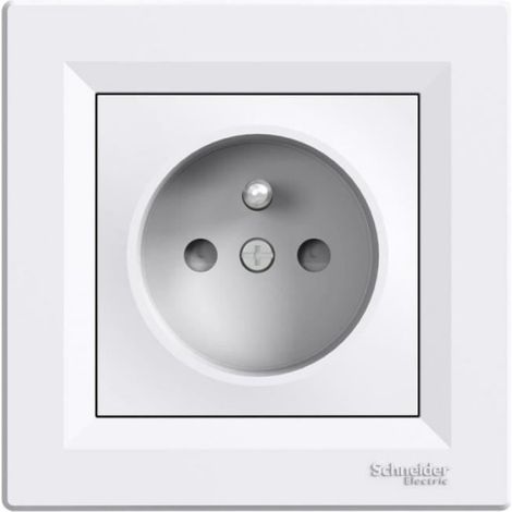 Prise Électrique - 2P+T Avec Obturateurs - 16 A - 250 V CA - Encastrable - IP20 - Blanc - 83x83x42 mm