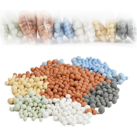 Lot de 12 paquets de billes minérales pour pommeau de douche, pierres filtrantes antibactériennes, anti-calcaire, minérales, balles de douche, ions négatifs, boules de douche, filtre ionique (1/5)