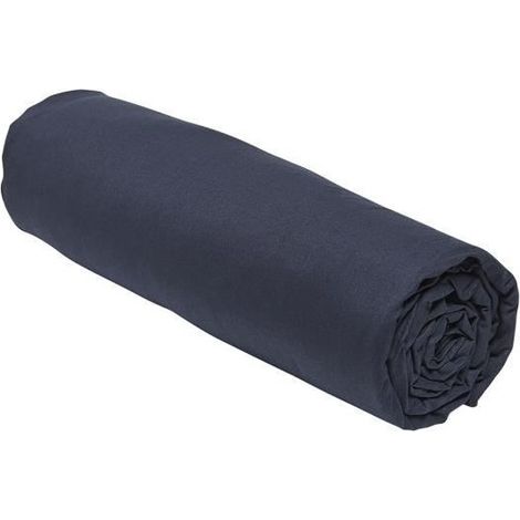 Drap housse TODAY Essential - 140 x 190 cm - 2 personnes - 100% Coton uni - Navy