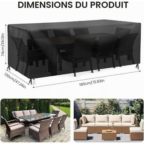Garden Furniture Cover, 185 x 120 x 74 cm Garden Table Cover, Anti-UV, 210D Oxford Fabric, Protective Cover Outdoor Furniture Tarpaulin for Chair (1/2)