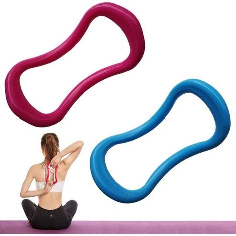 Anneau D'étirement de Fascia, 2 Pièces Yoga Ring Pilates Cercles, Anneau de Massage Yoga, Anneau D'étirement Fitness pour Les Étirements, Les Étirements Abdominaux et du Dos (Bleu et Rose Rouge) (1/4)