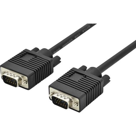 Câble de raccordement Digitus VGA Fiche mâle VGA 15 pôles, Fiche mâle VGA 15 pôles 3.00 m noir AK-310103-030-S rond, blindage double, avec noyau S389641 (1/4)