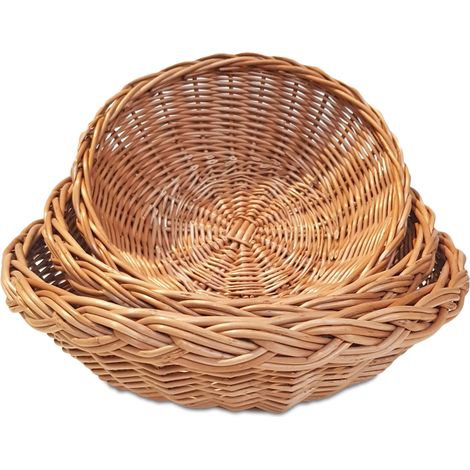Ensemble de 3 paniers en osier, plateau pour petits objets et fruits (1/5)