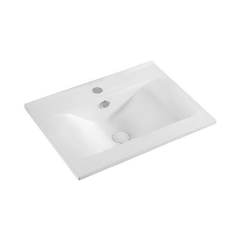 Lavabo soprapiano con foro rubinetto cm 62x46 bianco piletta non inclusa (1/2)