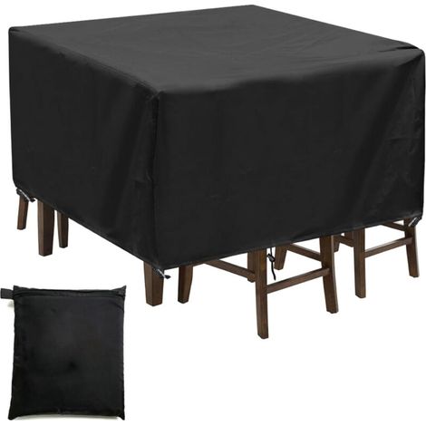 Housse de protection pour table de jardin , tissu Oxford 420D imperméable , coupe-vent , carrée , 150 x 150 x 70 cm (1/4)