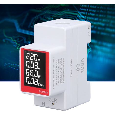 SDM008 Compteur numérique multifonctionnel sur rail AC avec fonctions de tension, courant, puissance, énergie, remise à zéro et zéro (AC50300V) (1/5)
