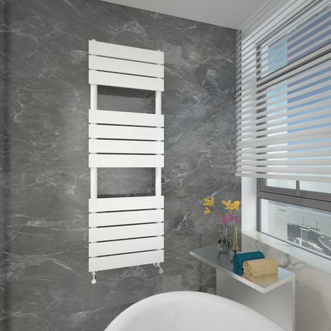 T&K White Bathroom Radiator Flat Panel Towel Rail Designer 1200x450mm Modern Central Heating Rads (1/3)