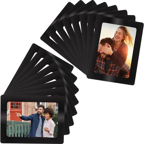 Cornici magnetiche nere per frigoriferi (confezione da 15) – Per foto da 10 x 15 cm / 4 x 6 pollici – Cornici per foto da attaccare a frigoriferi, congelatori e superfici metalliche