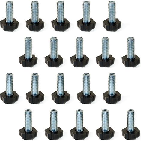 Emuca 2020605 Piedino regolabile a vite per mobile, filettatura M8x30mm, Set di 20 pezzi (1/5)