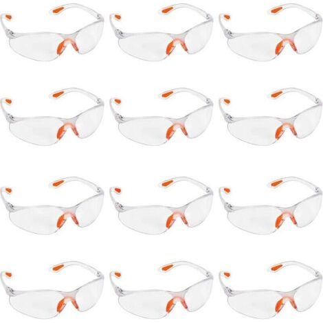Choyclit – Lot de 12 lunettes de sécurité transparentes – Conformes à la norme EN166 – Verres en plastique anti-rayures – Protection latérale intégrée (1/4)
