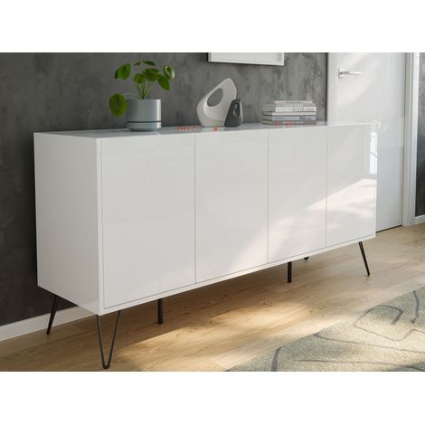 Raumwunder XL Sideboard Kommode Maxim 155cm stehend 4 Türen Weiß hochglanz (1/5)