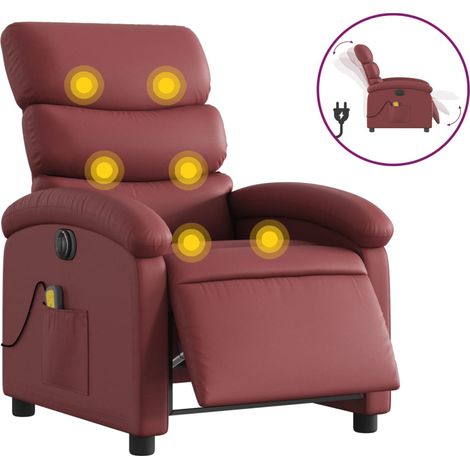 Maison Exclusive - Massagesessel Elektrisch Weinrot Kunstleder