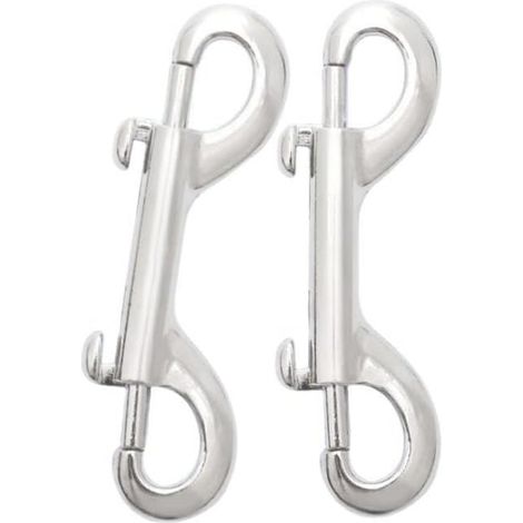 doppelte Befestigungselemente aus Zinklegierung, silberne Karabiner für Hundeleine und Schlüsselring, robuste Druckknöpfe
