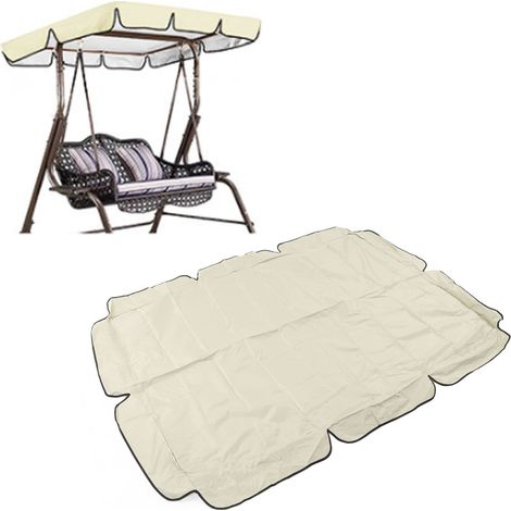Housse de siège/coussin de balancelle/hamac 3 places en tissu Oxford 420D argenté, imperméable, en taffetas de polyester beige, 164 x 114 x 15 cm, pour jardin ou terrasse. (1/5)