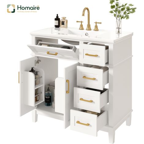 Flur- Garderobenschrank weiß aus MDF 90 x 46 x 87 cm HOMAIRE (1/5)