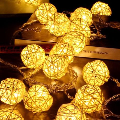 Handgefertigte Sepak Takraw Lichterkette 3 m 20 LEDs Gartenbeleuchtung Schlafzimmer Balkon Atmosphäre kleine farbige Lichter Batteriebetrieb (1/5)