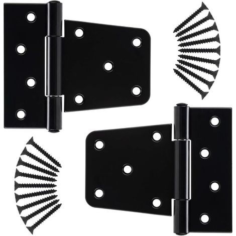 Heavy Duty Door Hinges, Cabinet Heavy Door Hinges, Flat Door Hinges, Black Hinges in (2 pieces,3.5inch) (1/3)