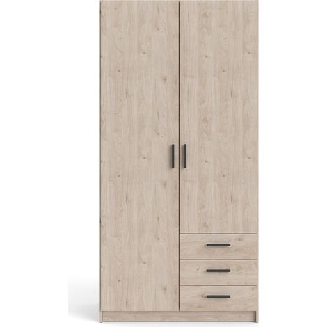 Spell Kleiderschrank 2 Türen und 3 Schubladen Hickory-Dekor.