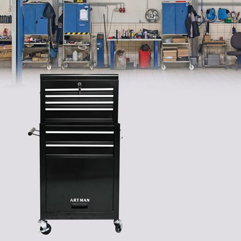 Carrello portautensili da officina 53,09 x 33,02 x 108,97 cm in acciaio nero FloraGrace (1/5)