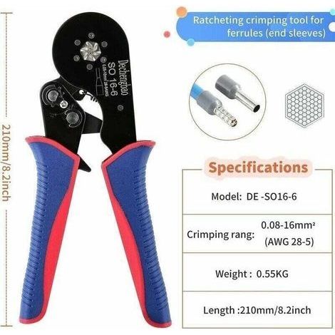 Pince à Sertir, Kit d'outils de Sertissage 0.08-16mm²/28-5 AWG, avec 1200 Cosses Electriques a Sertir, Pince Auto-réglable, Outil de Sertissage de Câbles (1/4)