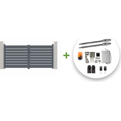 Portail battant électrique VOGEL 300x160cm gris + Motorisation TANKER B250 (1/4)