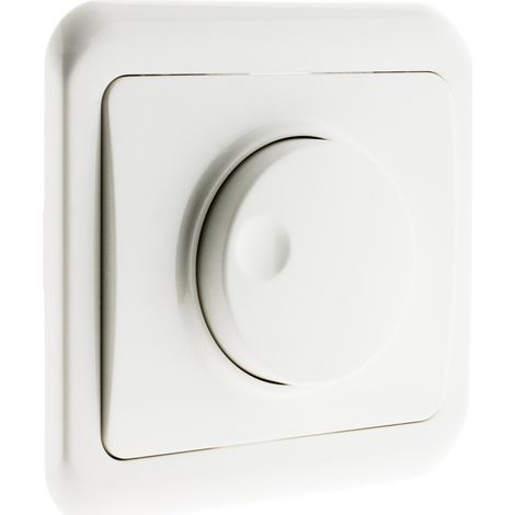 Zenitech – Variateur de lumière complet blanc – Installation encastrée – Puissance 500W – Compatible ampoules incandescentes, halogènes, LED