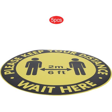 Lot de 5 autocollants de sol pour la signalisation de distance de sécurité (magasin, hôpital) - Référence : XG002 (1/5)