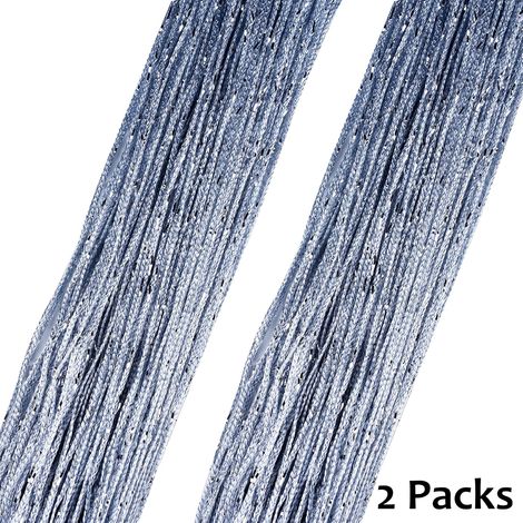 Lot de 2 Rideaux Fils Paillette 100x200cm Draperie Rideau Spaghetti Argenté (1/5)