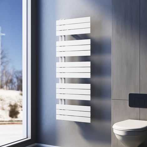 SONNI Toallero Baño Radiador Radiadores Toalleros de Agua 1314x500mm 1160W Blanco Conexiones Laterales
