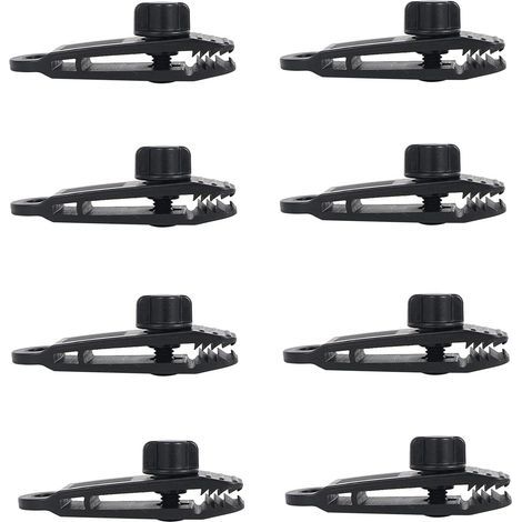 AIDUCHO 8 Pcs Bâche Clips Verrouillage Grip Crocodile Bouche Clip Tente Accessoires Auvent Pince Pour Tentes, Bâche, Couverture De Bateau, Couverture De Piscine, Couverture De Voiture Noir (1/5)