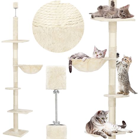 GRATTUGIA A SOFFITTO 5 LIVELLI PER GATTO GRANDE LETTINO PILASTRO TORRE GRIGIO XXL (1/5)
