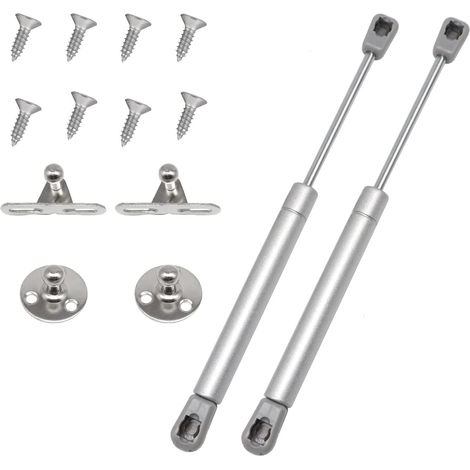 Vérin à gaz automatique - Lot de 2 - Acier gris - Force 60N pour ouverture fluide - Meubles hauts et portes lourdes - Course 300-500mm (1/2)