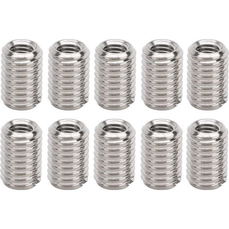 10pcs Filetage Réducteur écrou Réparation Kit D'insertion Raccord de Tuyau Adaptateur Réducteur Accessoire de Fixation en Acier Inoxydable, Femelle M5 X 0.8mm, Mâle M8 X 1.25mm 12MM