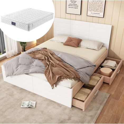 Letto matrimoniale contenitore in legno 160x200 DESVIAE (1/5)