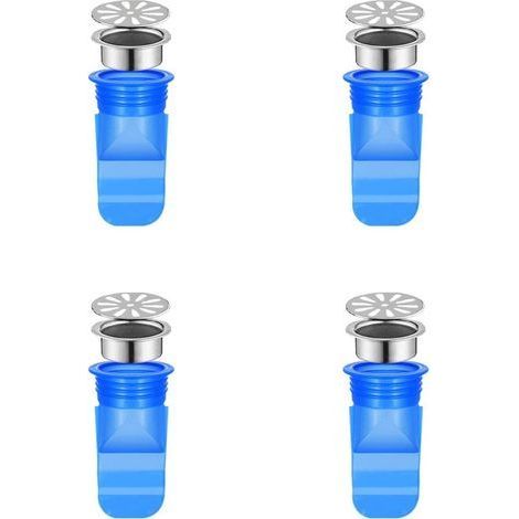 Siphon sol silicone évier Bain évier Bouchons de Vidange Bouchon d'évier multifonction Baignoire Bouchon pour tubes Tuyaux dans salle bain Toilette Drain plancher Joint Resist Smell Bugs 4 pièce (1/5)