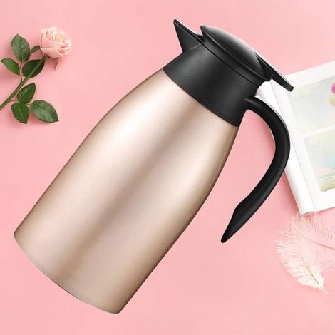 Borraccia termica in acciaio inox - Caraffa termica sottovuoto - Isolamento 24 ore - Teiera e caffettiera - Mantiene le bevande calde - 2 litri - 31 x 17 x 17 cm - Stile 3 (1/5)