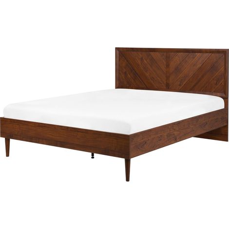 Letto Marrone Aspetto Legno con Rete a Doghe 140 x 200 cm Mialet