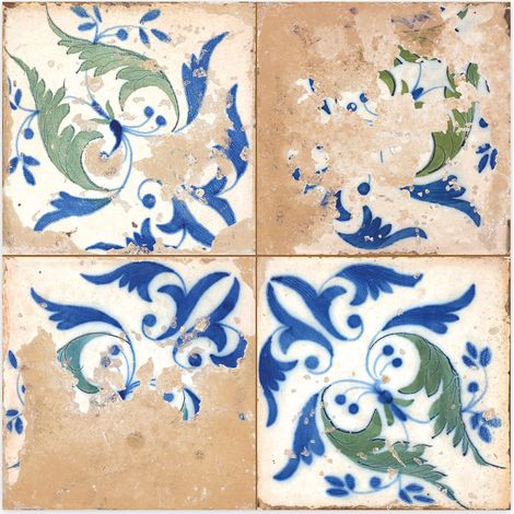 Carrelage Vintage Bleu Leptis 45x45x0,95 cm Solvera - Sol et mur intérieur (vendu par carton de 1 m²) - RO'MA CARRELAGE