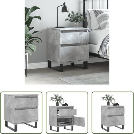 Table de chevet gris béton - Table de chevet gris béton 40x35x50 cm bois d’ingénierie (1/5)
