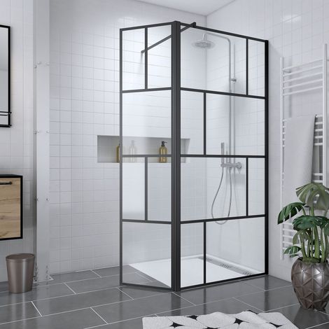 Pack Mampara de ducha 90x195 cm + BANDEJA DE ACRILICO EFECTO PIEDRA BLANCA 90X90