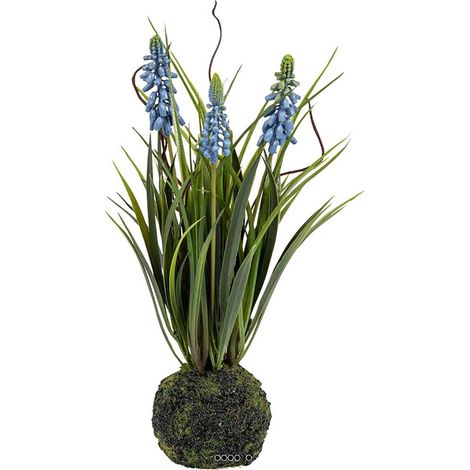 Muscaris artificiels 3 têtes sur boule de mousse H 25 cm Bleu royal - couleur: Bleu royal 250 (1/3)