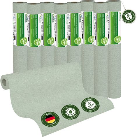 Veluxis® UNI Glattvlies Vliestapete XXL Rolle 15m x 0,53m Salbeigrün – Matt & leicht strukturiert – Wandklebetechnik ohne Einweichen – Hoch waschbeständig & stoßfest – Made in Germany
