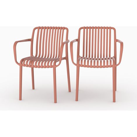 Lot de 2 chaises de jardin empilables en plastique terracotta - Ivy