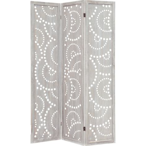 Biombo mampara de separación en madera de pino, diseño SAINT TROPEZ Gris. (1/2)