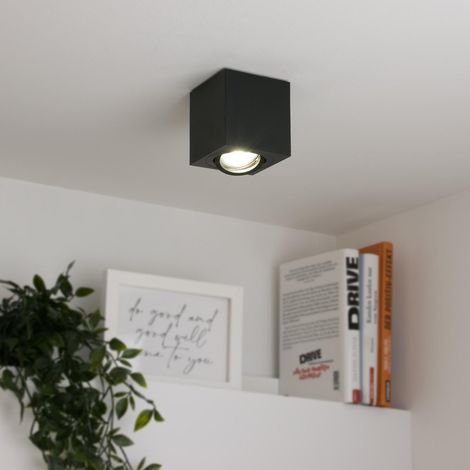 Eckiger Aufbaustrahler schwenkbar Deckenbeleuchtung - Farbe: schwarz - LED Leuchtmittel: GU10 5W Neutralweiß 230V dimmbar 40°